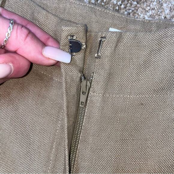 Talbots pants Irish Linen tan straight leg breathable SZ 12 POCKETS zip up - Picture 11 of 12
